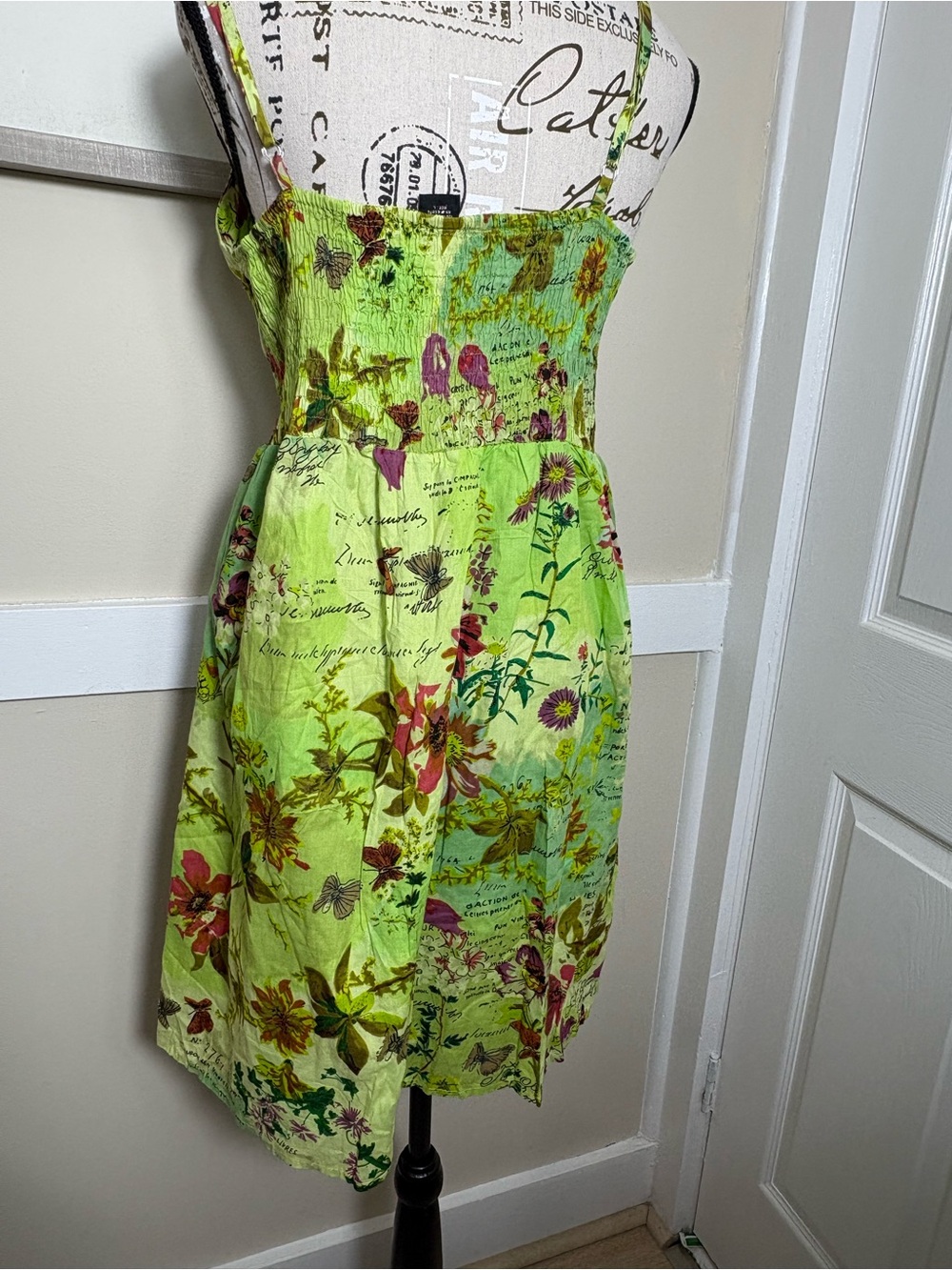 Kaviya Floral Cotton Sundress Smocked Empire Waist Boho Size L - Picture 6 of 12